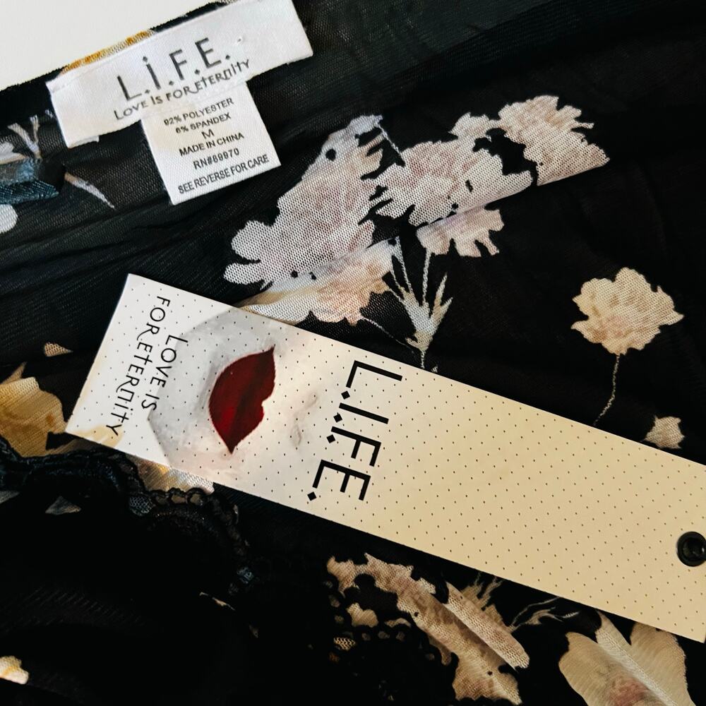 Life Is For Eternity Floral V Neck Hi Low Kimono Maxi Top Size M Medium NWT - Picture 4 of 6